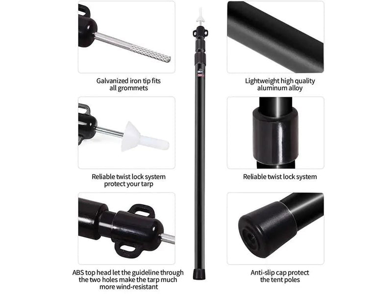 Loveliving Tent Canopy Support Rods  ( Set of 2) Adjustable Telescoping Aluminum Tent Canopy Poles 2