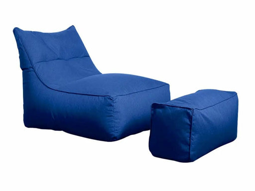 1200D Oxford Outdoor Bean Bag Lounger with Footstool - Blue – view 1
