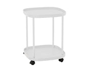 Loveliving Furniture 2-Tier Side Table with Wheels-White 2-Tier Side Table with Wheels-White