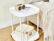 Loveliving Furniture 2-Tier Side Table with Wheels-White 2-Tier Side Table with Wheels-White