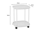 Loveliving Furniture 2-Tier Side Table with Wheels-White 2-Tier Side Table with Wheels-White