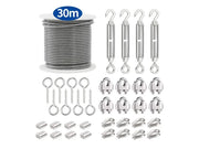 Loveliving Tools & Hardware 30m Wire Rope Cable Hooks Hanging DIY Kit 30m Stainless Steel Wire Rope Kit With Hooks Ferrules
