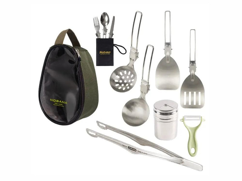 Loveliving Outdoor & Camping Outdoor Kitchenware Set with Storage Bag Outdoor Camping Kitchen Utensils Set Storage Bag