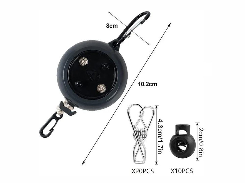 Loveliving Outdoor & Camping Portable Camping Clothesline-10m Retractable Camping Clothesline 10m Roller With Hooks