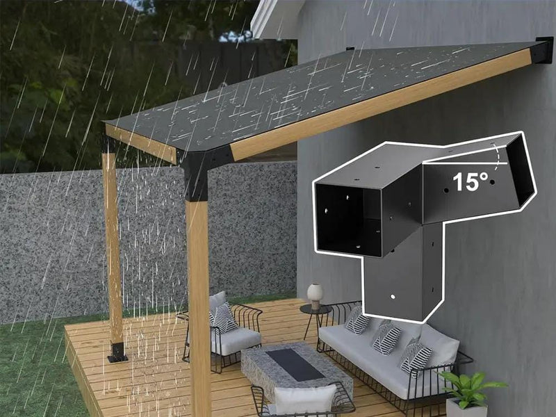 Loveliving Pergola 15°Slanted Wall Mount Pergola 3-way Bracket Kit 15°Slanted Wall Mount Pergola 3-way Bracket Kit