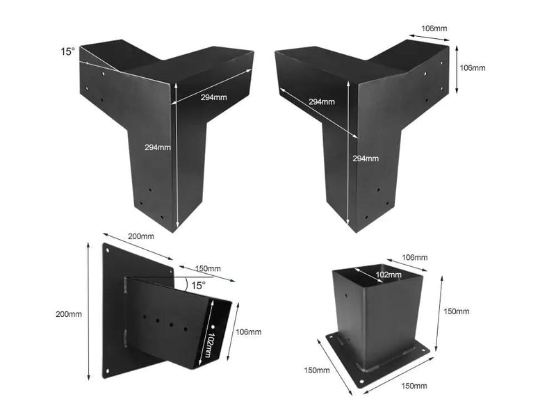 Loveliving Pergola 15°Slanted Wall Mount Pergola Bracket Kit 15°Slanted Wall Mount Pergola Bracket Kit