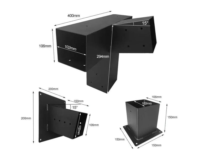 Loveliving Pergola 15°Slanted Wall Mount Pergola 4-way Bracket Kit 15°Slanted Wall Mount Pergola 4-way Bracket Kit