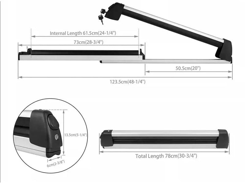 Loveliving Snowboard Ski Top Roof Rack Carrier-Silver Loveliving Snowboard And Ski Roof Rack Carrier Silver