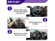 Loveliving Steering wheel lock- Black & Gold Loveliving Black Gold Steering Wheel Lock PU Leather