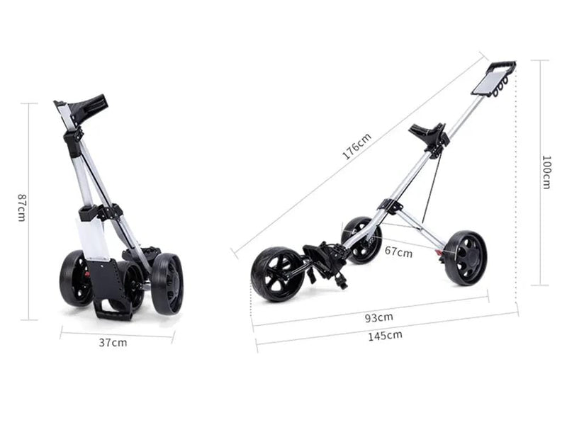 Loveliving PMG 3-Wheel Golf Trundler Three Wheel Golf Trundler Foldable Cart for Golf Bags