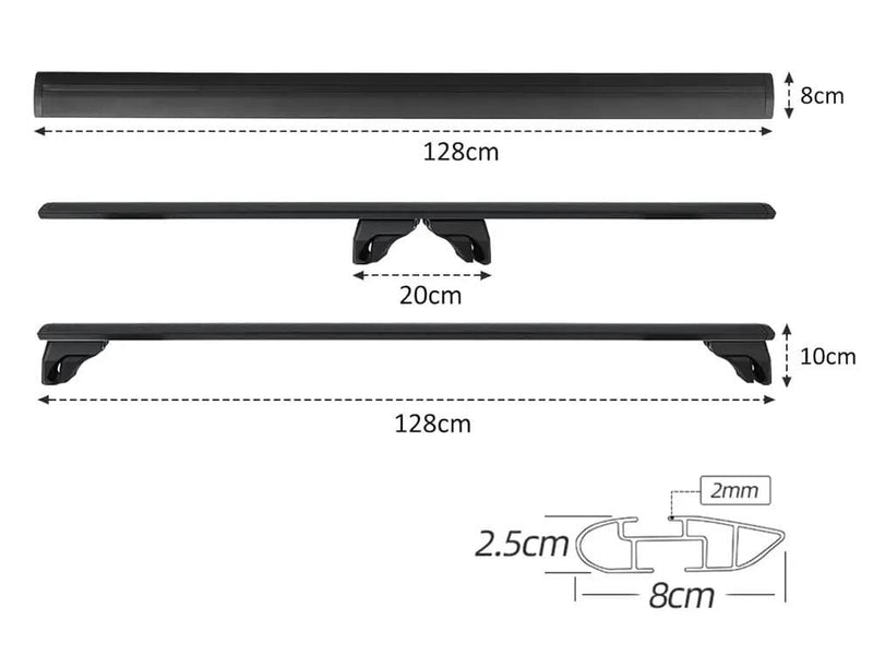 Loveliving Car Rack BlackRack Roof rack cross bars for raised side rails BlackRack Aluminium Roof Rack Cross Bars 150kg