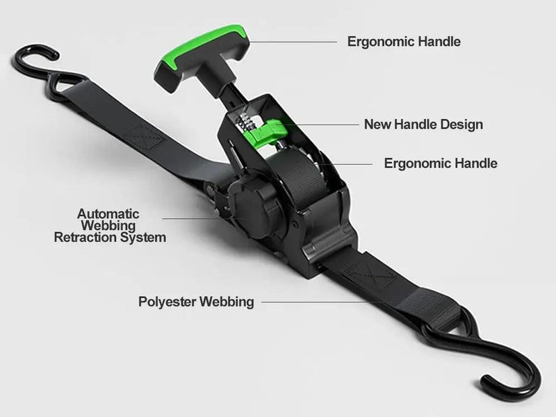 Loveliving Sports & Outdoor Automatic Retractable Tie Down Straps-Pair Retractable Cargo Tie Down Straps With Ratchet Buckles
