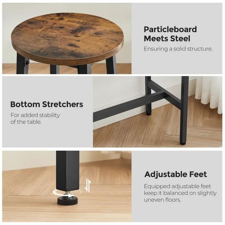 The Shopsite HOME-LIVING Modern Bar Table Stool Set Greige Black VASAGLE Modern Bar Table Stool Set Greige Black VASAGLE