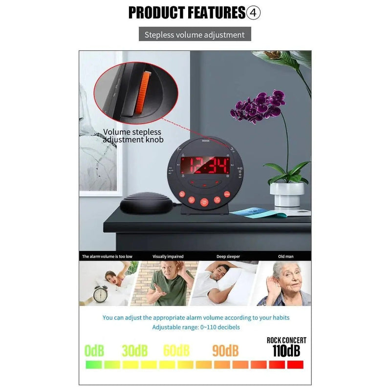 Deafquip Alarm Clock LED Flashing Vibrating Alarm Clock with Bed Shaker (Clearance) LED Flashing Vibrating Alarm Clock with Bed Shaker (Clearance)