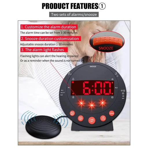 Deafquip Alarm Clock LED Flashing Vibrating Alarm Clock with Bed Shaker (Clearance) LED Flashing Vibrating Alarm Clock with Bed Shaker (Clearance)
