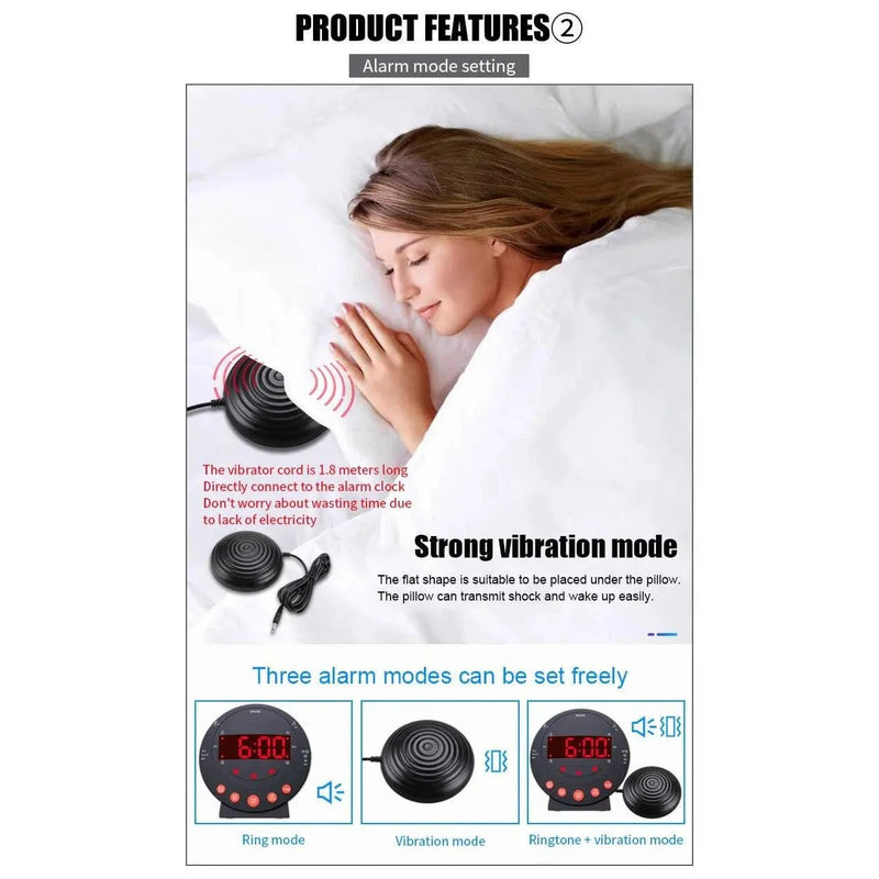 Deafquip Alarm Clock LED Flashing Vibrating Alarm Clock with Bed Shaker (Clearance) LED Flashing Vibrating Alarm Clock with Bed Shaker (Clearance)