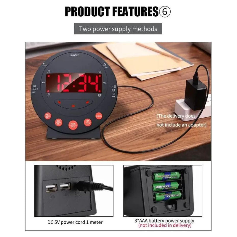 Deafquip Alarm Clock LED Flashing Vibrating Alarm Clock with Bed Shaker (Clearance) LED Flashing Vibrating Alarm Clock with Bed Shaker (Clearance)