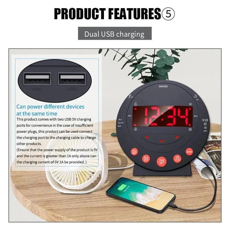 Deafquip Alarm Clock LED Flashing Vibrating Alarm Clock with Bed Shaker (Clearance) LED Flashing Vibrating Alarm Clock with Bed Shaker (Clearance)