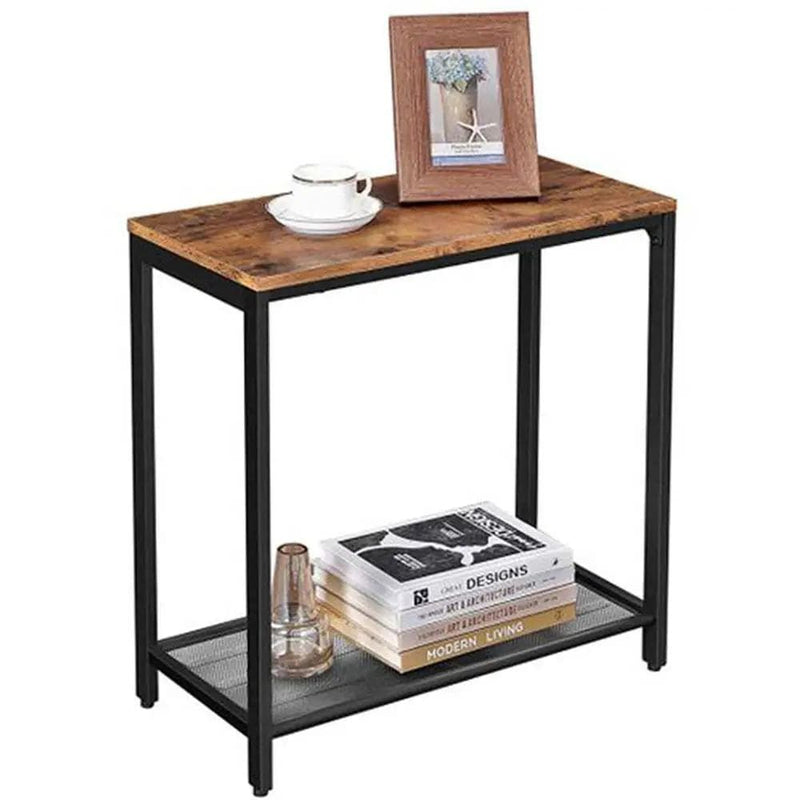 The Shopsite Home-living VASAGLE Brown End Table with Mesh Shelf VASAGLE Brown End Table with Mesh Shelf