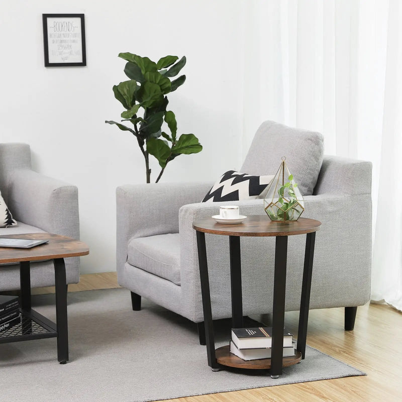 The Shopsite Home-living VASAGLE Side Table End Table Rustic Brown and Black VASAGLE Side Table End Table Rustic Brown and Black