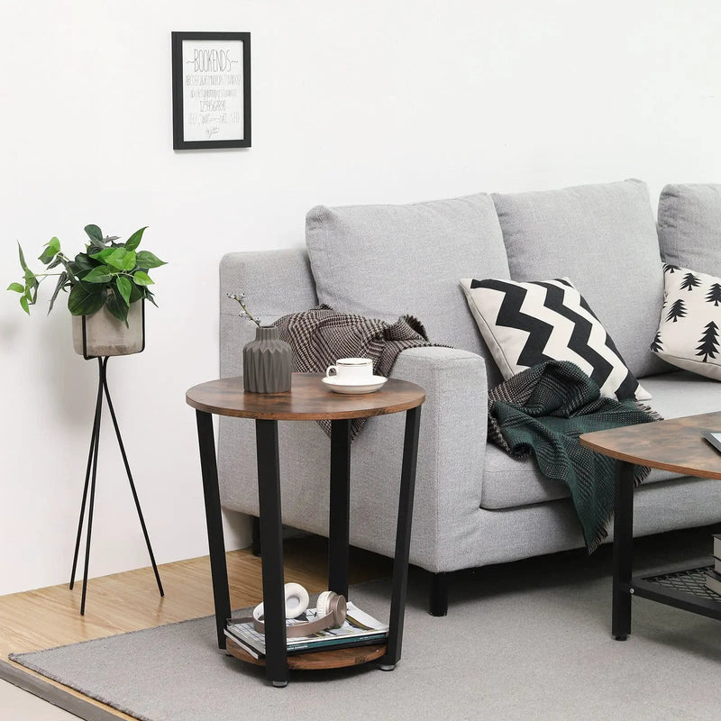 The Shopsite Home-living VASAGLE Side Table End Table Rustic Brown and Black VASAGLE Side Table End Table Rustic Brown and Black