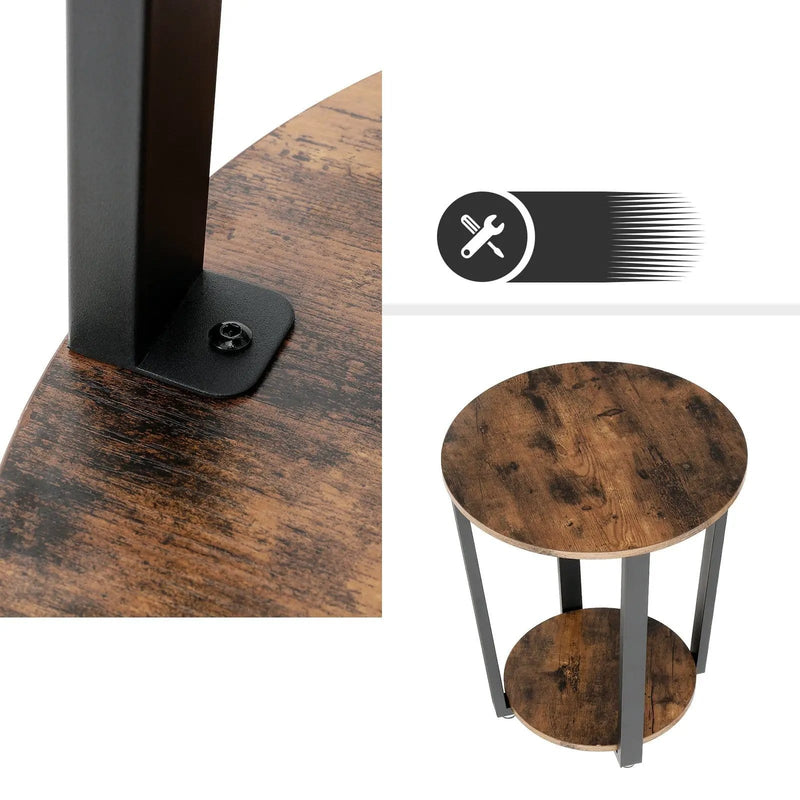 The Shopsite Home-living VASAGLE Side Table End Table Rustic Brown and Black VASAGLE Side Table End Table Rustic Brown and Black