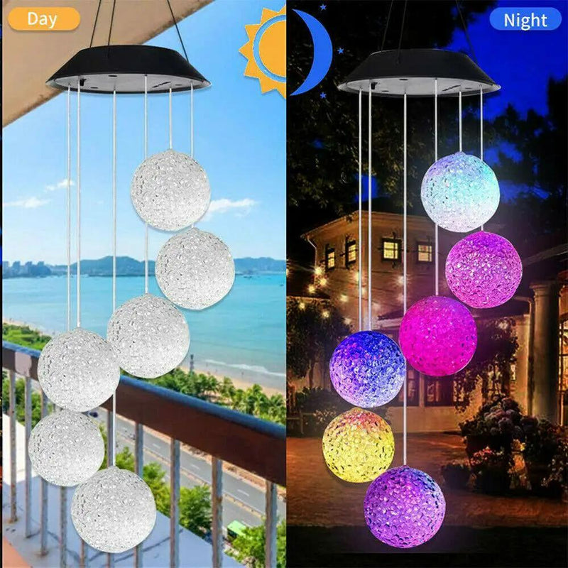 Hanging Wind Chimes Solar Powered LED Light Colour Changing Garden Outdoor Decor – view 2