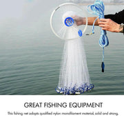 Fishing Net Quick Throw Mono Nylon Mesh Drawstring Chain Bottom Spread – view 3