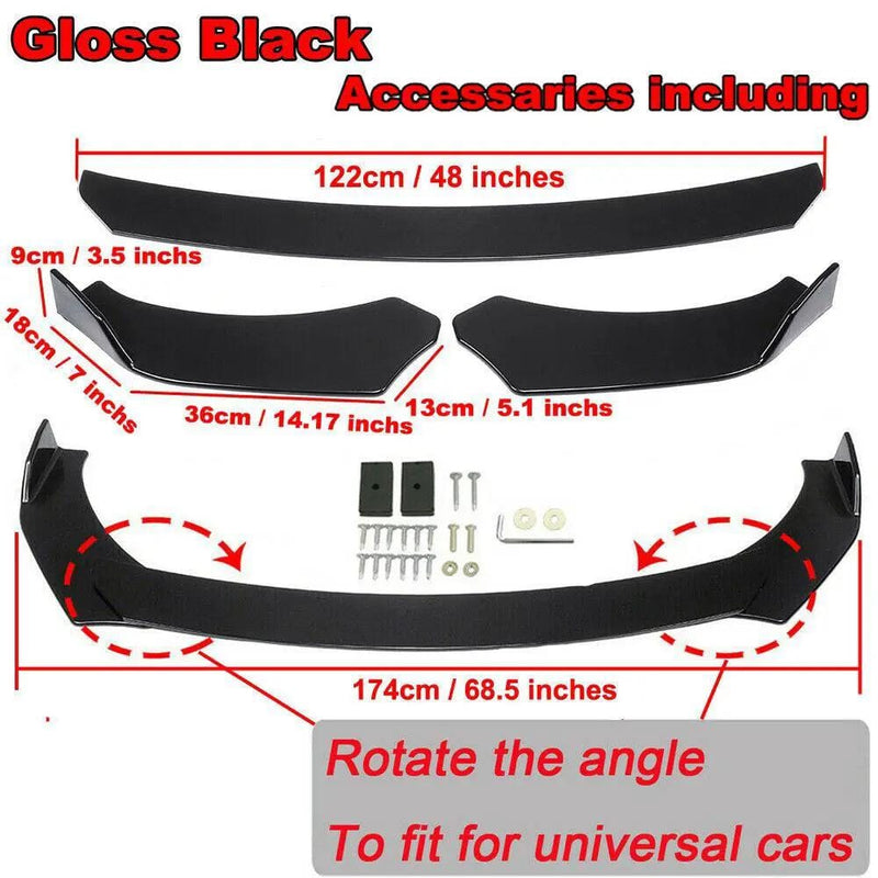 Universal Gloss Black Car Front Bumper Protector Lip Kit – view 5
