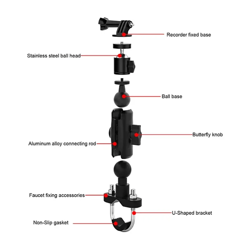 Motorcycle Action Camera GoPro Holder Mount For Handlebars – view 8