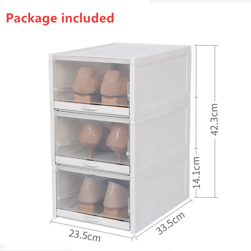 3X Push Pull Shoes Box Rack Foldable Organizer With Transparent Drawers – view 2
