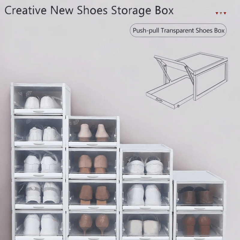 3X Push Pull Shoes Box Rack Foldable Organizer With Transparent Drawers – view 8