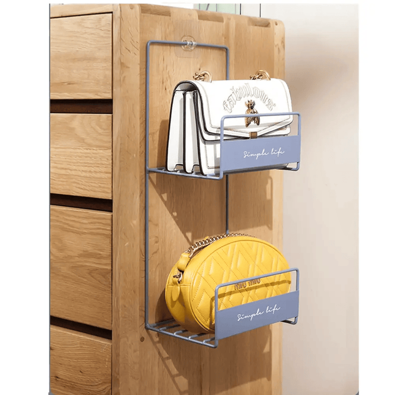 Blue Two Tier Handbag Rack Organizer Set 2 Piece for Bags Iron Frame – view 1
