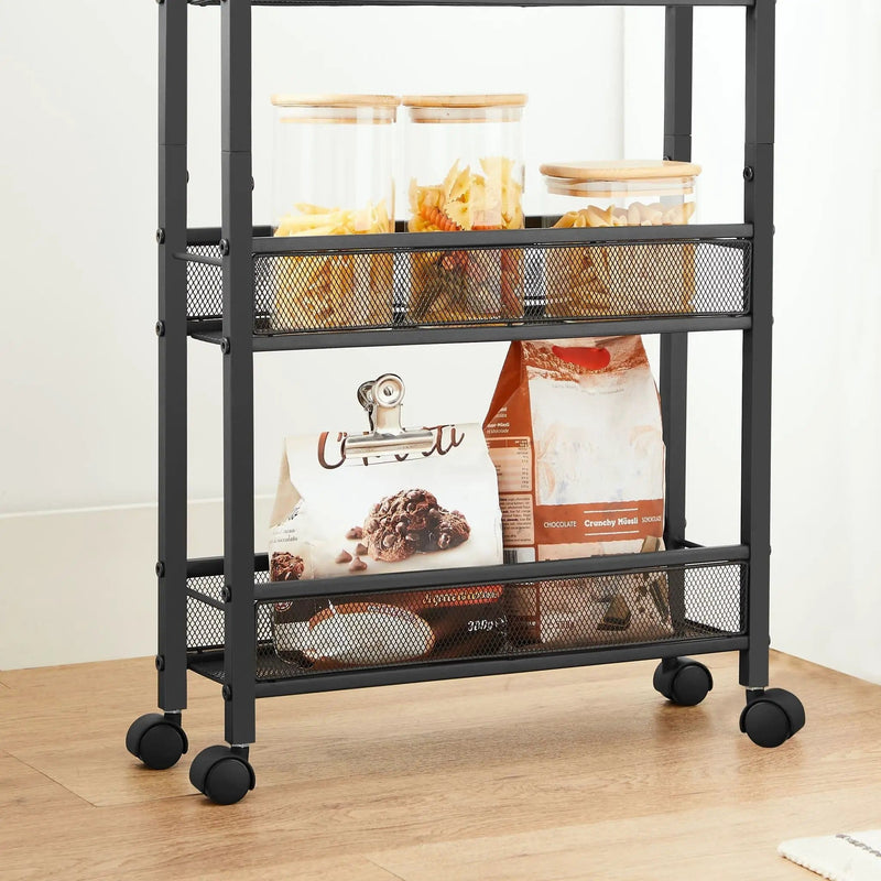 The Shopsite Home-living VASAGLE 3 Tiers Utility Rolling Cart Kitchen Trolley VASAGLE 3 Tiers Utility Rolling Cart Kitchen Trolley
