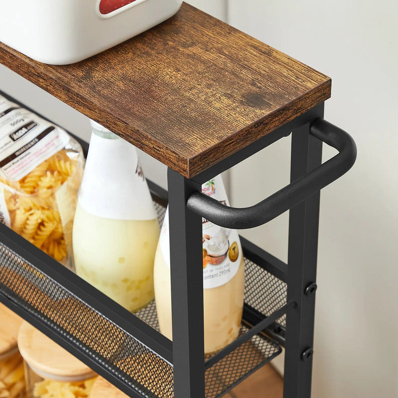 The Shopsite Home-living VASAGLE 3 Tiers Utility Rolling Cart Kitchen Trolley VASAGLE 3 Tiers Utility Rolling Cart Kitchen Trolley