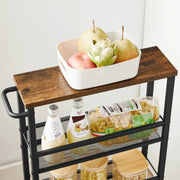 The Shopsite Home-living VASAGLE 3 Tiers Utility Rolling Cart Kitchen Trolley VASAGLE 3 Tiers Utility Rolling Cart Kitchen Trolley