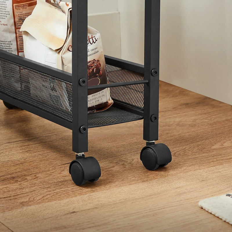 The Shopsite Home-living VASAGLE 3 Tiers Utility Rolling Cart Kitchen Trolley VASAGLE 3 Tiers Utility Rolling Cart Kitchen Trolley