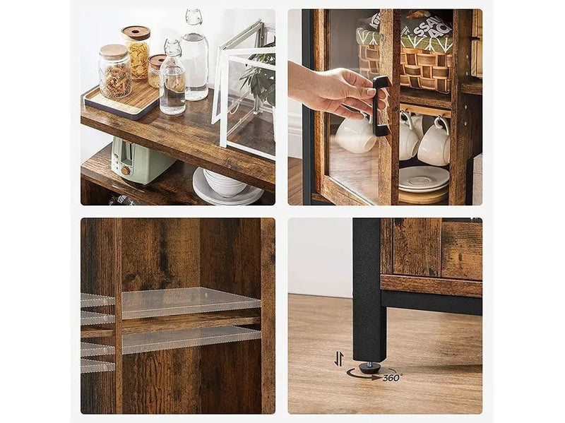 The Shopsite Home-living 100CM Buffet Cabinet with Glass Doors 100CM Buffet Cabinet with Glass Doors