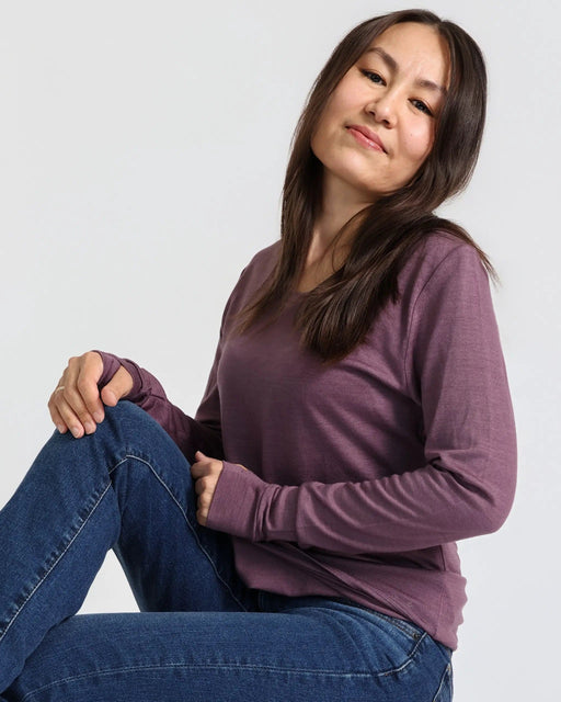 Women's Standard Long Sleeve - 100% Merino Wool, Plum – view 2