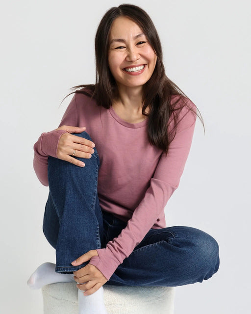 Women's Standard Long Sleeve - 100% Merino Wool, Rose – view 2