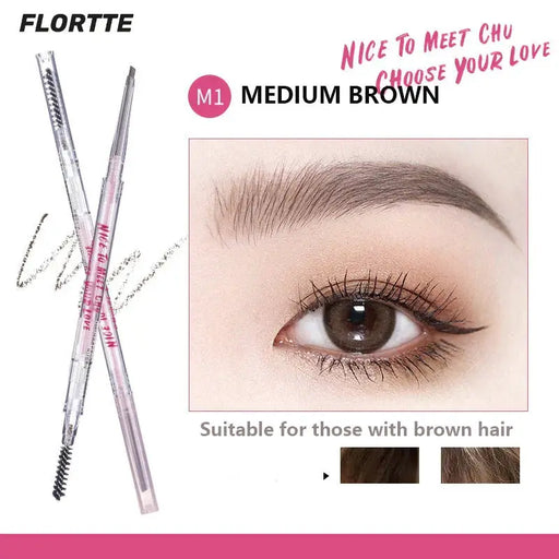 Poppy Gifts makeup FLORTTE Nice To Meet Chu Slanted Eyebrow Pencil with Brush FLORTTE Nice To Meet Chu Slanted Eyebrow Pencil with Brush