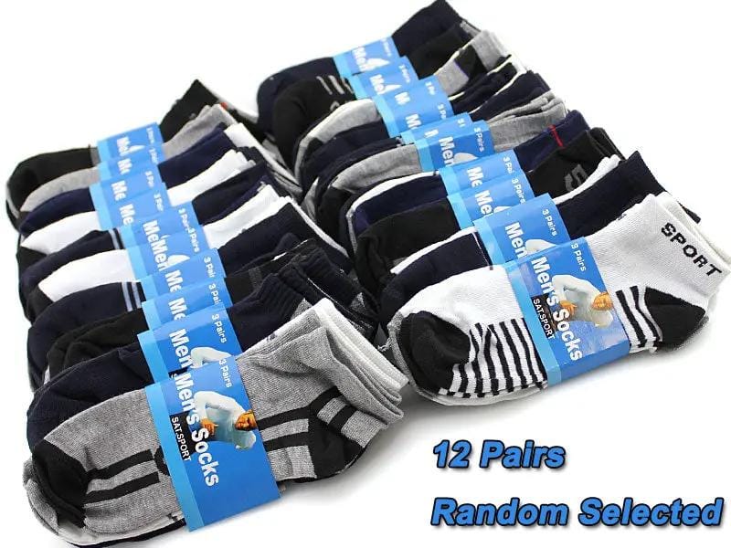 dealonline.co.nz dealonlinenz Men's Ankle Socks Thin Sports Socks- (12 Pairs) Mens Thin Ankle Socks 12 Pairs Assorted Colors