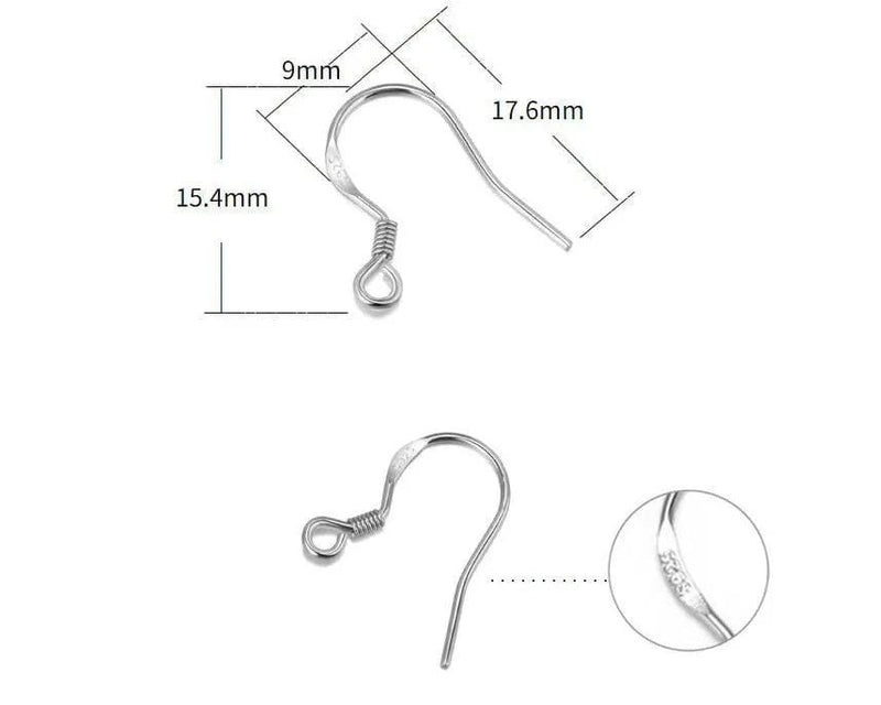 Resin Art NZ Earring Hooks S925 Sterling Silver Earring Hook- One pair S925 Sterling Silver Earring Hook- One pair | NZ