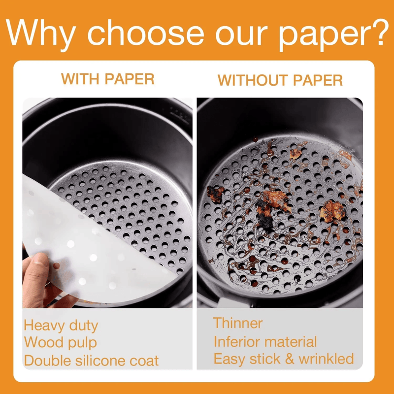 salelink.co.nz Unbranded 200pcs Air Fryer Liners Perforated Parchment Paper 200 Pack Perforated Air Fryer Parchment Liners