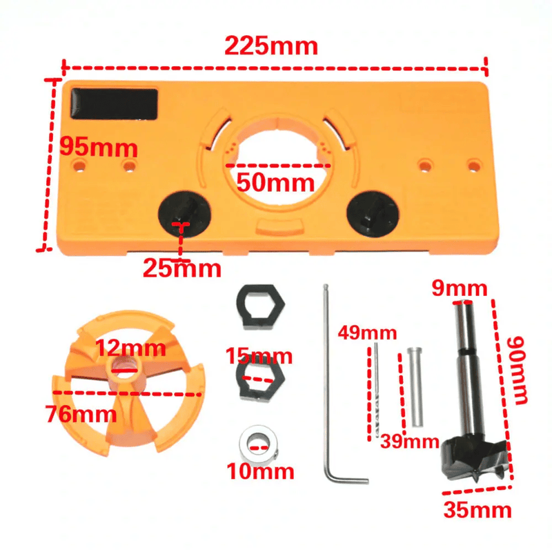 Concealed 35mm Cup Style Hinge Jig Boring Hole Drill Guide with Drill Bit Wood – view 3