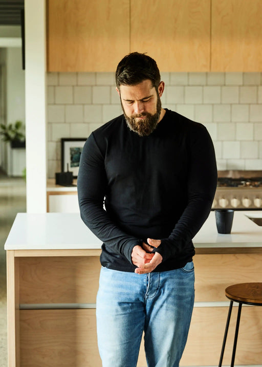 Men's Midweight OG Long Sleeve - 100% Merino Wool, Black