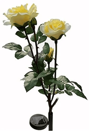Solar Powered LED Rose Light With Yellow Artificial Roses For Garden – view 3