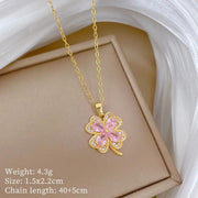 Poppy Gifts Jewellery Sakura Clover Gold Crystal Necklace Sakura Clover Gold Crystal Necklace