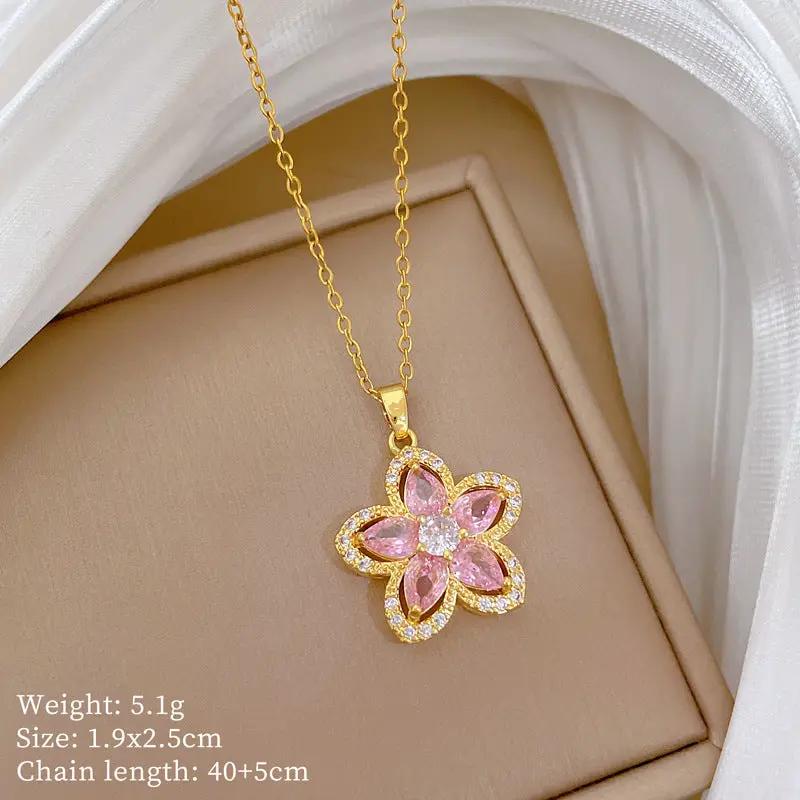 Poppy Gifts Jewellery Sakura Bloom Gold Crystal Necklace Sakura Bloom Gold Crystal Necklace