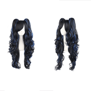 Lolita Long Curly Ponytail Cosplay Wig With Blue Highlights – view 3